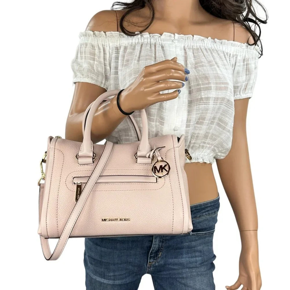 Michael Kors Carine Medium Satchel Shoulder Crossbody Bag Pink